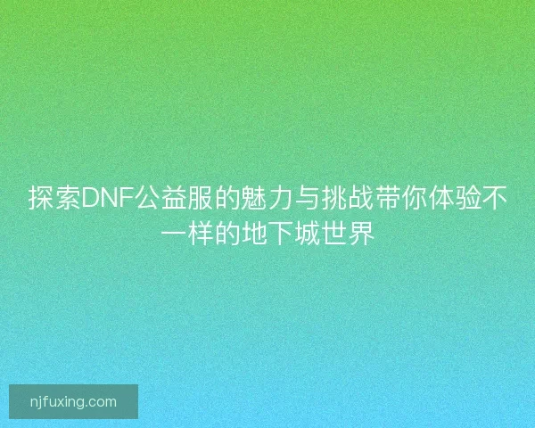 探索DNF公益服的魅力与挑战带你体验不一样的地下城世界