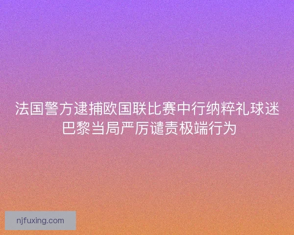 法国警方逮捕欧国联比赛中行纳粹礼球迷 巴黎当局严厉谴责极端行为