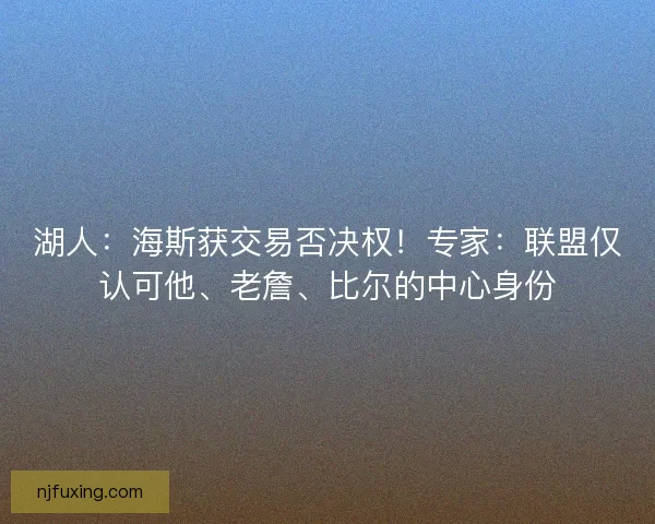 湖人：海斯获交易否决权！专家：联盟仅认可他、老詹、比尔的中心身份